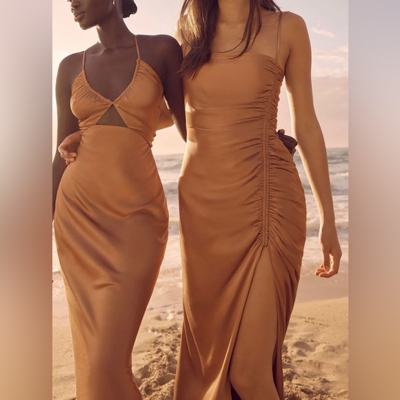 Shona Joy La Lune Ruched Maxi Dress in Copper - Picture 2 of 2
